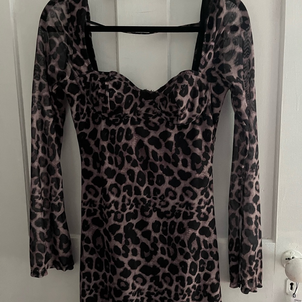 Leopard Print Long Sleeve Dress